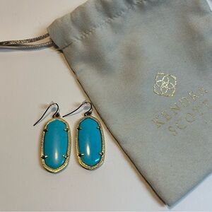 Kendra Scott Blue and Gold Oval Earrings